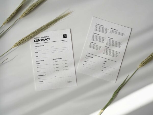 Business contract on desk